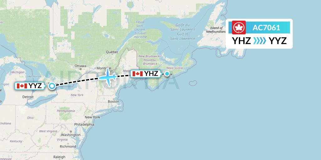 AC7061 Air Canada Flight Map: Halifax to Toronto