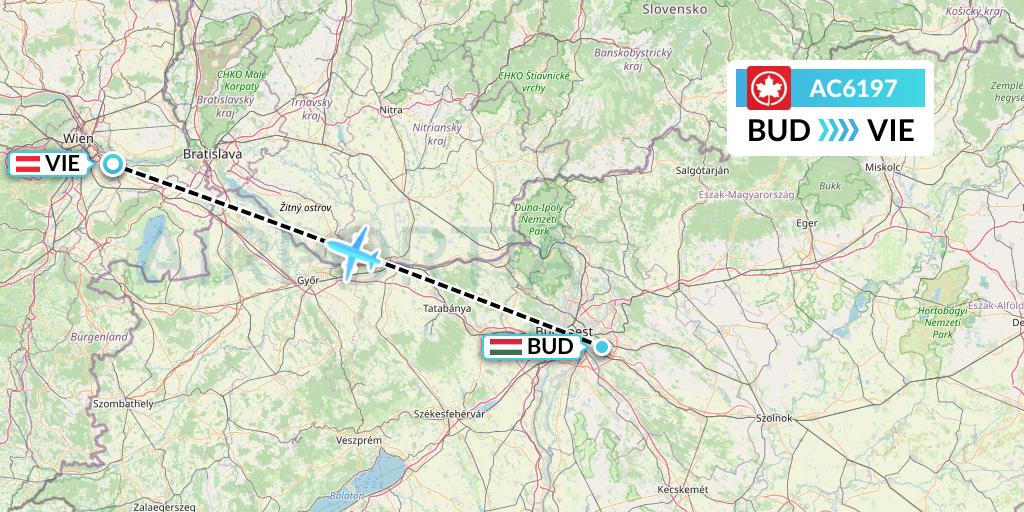 AC6197 Air Canada Flight Map: Budapest to Vienna