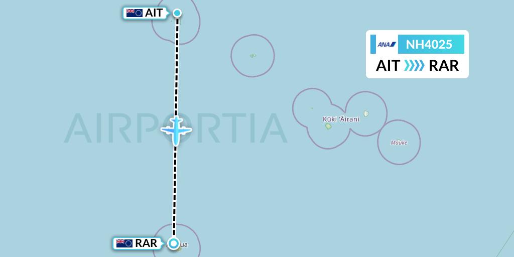 NH4025 All Nippon Airways Flight Map: Aitutaki to Avarua