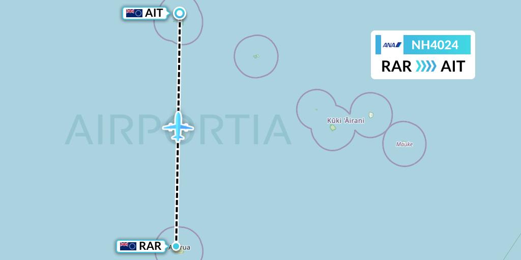 NH4024 All Nippon Airways Flight Map: Avarua to Aitutaki