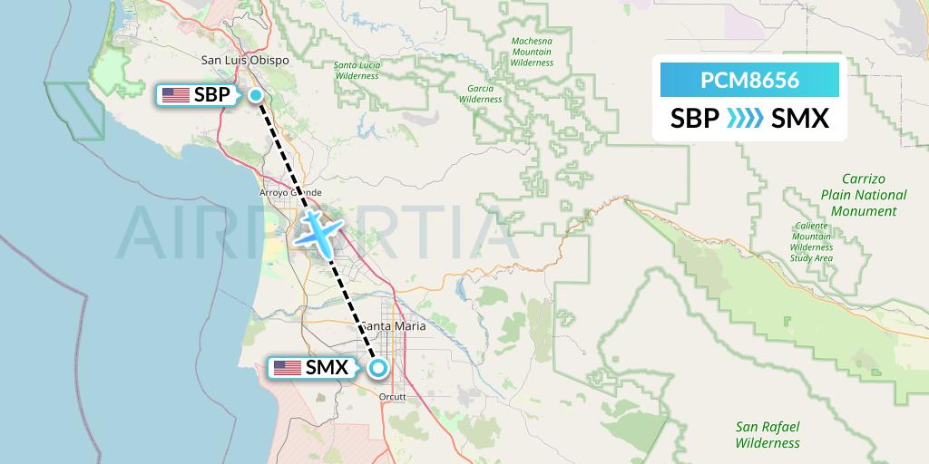 PCM8656 Westair Industries Flight Map: San Luis Obispo to Santa Maria