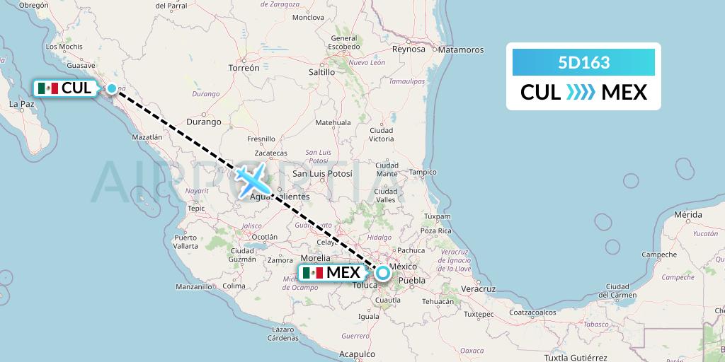 5D163 Aeromexico Connect Flight Map: Culiacan to Mexico City