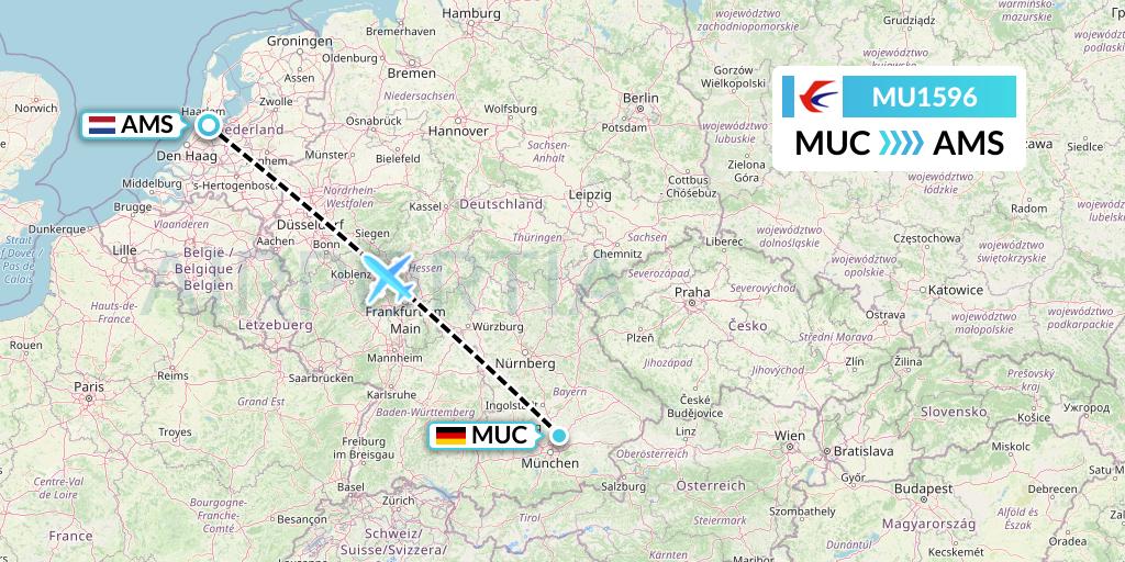 MU1596 China Eastern Airlines Flight Map: Munich to Amsterdam