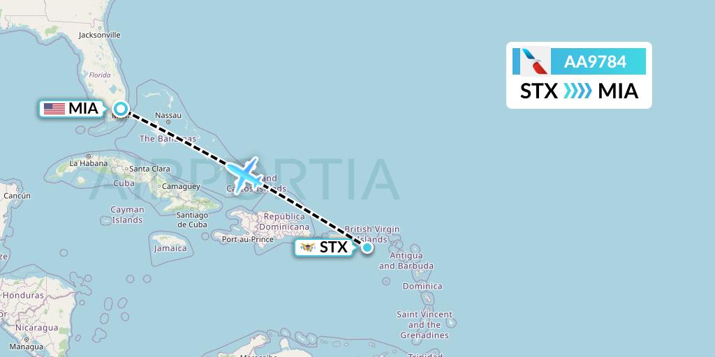 AA9784 American Airlines Flight Map: St. Croix to Miami