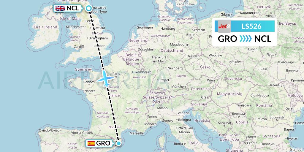 LS526 Flight Status Jet2 Girona to Newcastle (EXS526)