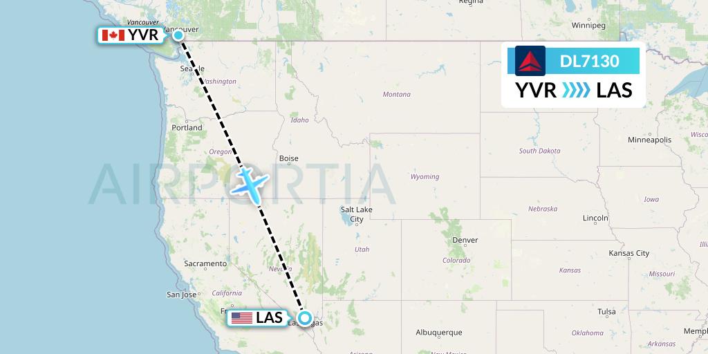 DL7130 Delta Air Lines Flight Map: Vancouver to Las Vegas