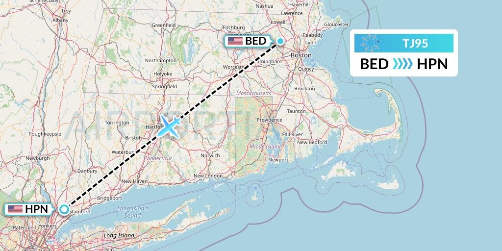 TJ95 Tradewind Aviation Flight Map: Bedford to White Plains