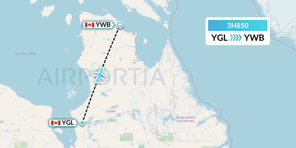 3H850 Air Inuit Flight Map: La Grande Riviere to Kangiqsujuaq