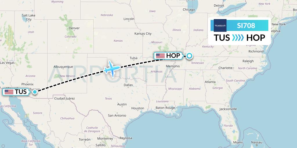 SI708 Blue Islands Flight Map: Tucson to Hopkinsville