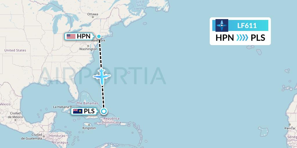 LF611 Corporate Flight Management Flight Map: White Plains to Providenciales