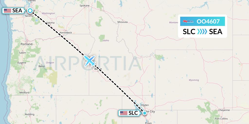 OO4607 SkyWest Airlines Flight Map: Salt Lake City to Seattle