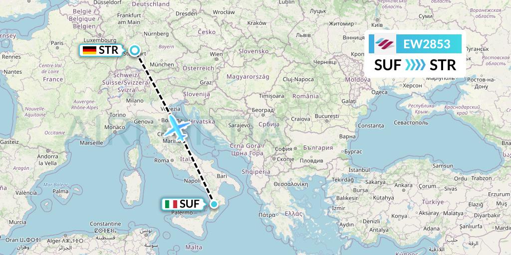 EW2853 Eurowings Flight Map: Lamezia Terme to Stuttgart
