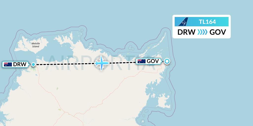 TL164 Airnorth Flight Map: Darwin to Gove