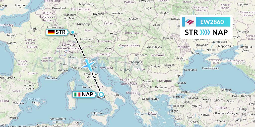 EW2860 Eurowings Flight Map: Stuttgart to Naples