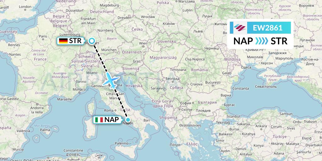 EW2861 Eurowings Flight Map: Naples to Stuttgart