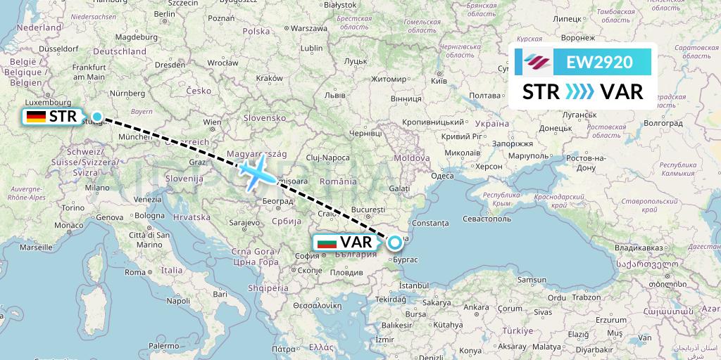 EW2920 Eurowings Flight Map: Stuttgart to Varna