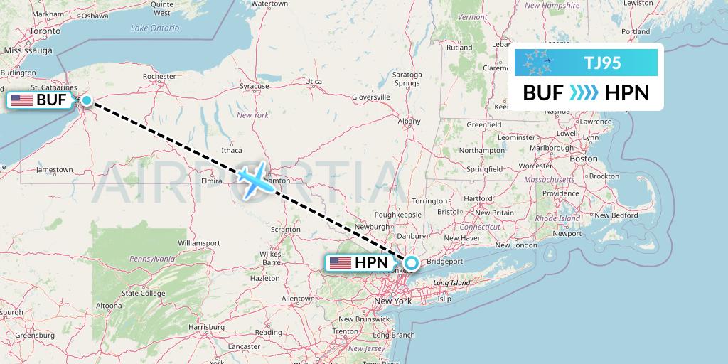 TJ95 Tradewind Aviation Flight Map: Buffalo to White Plains