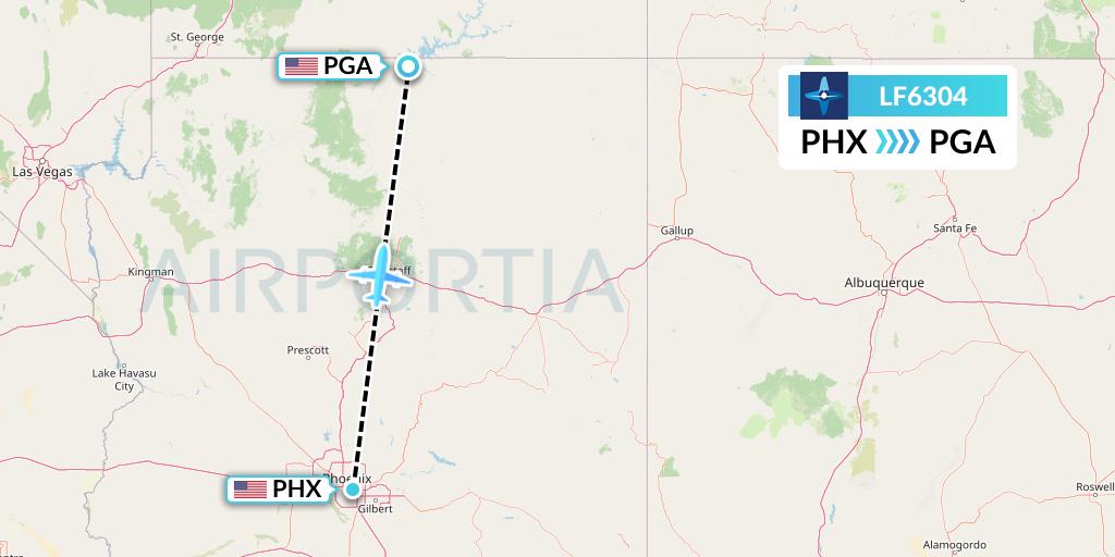LF6304 Corporate Flight Management Flight Map: Phoenix to Page