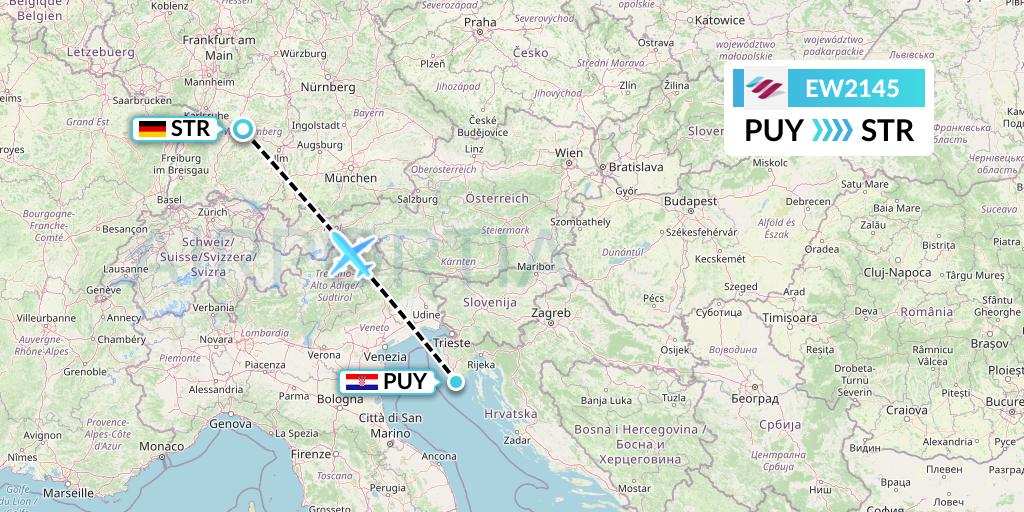 EW2145 Eurowings Flight Map: Pula to Stuttgart