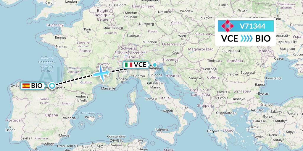 V71344 Volotea Flight Map: Venice to Bilbao