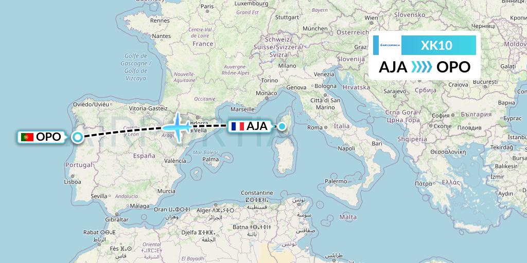 XK10 Air Corsica Flight Map: Ajaccio to Porto