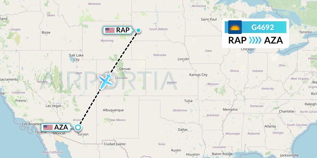 G4692 Allegiant Air Flight Map: Rapid City to Phoenix
