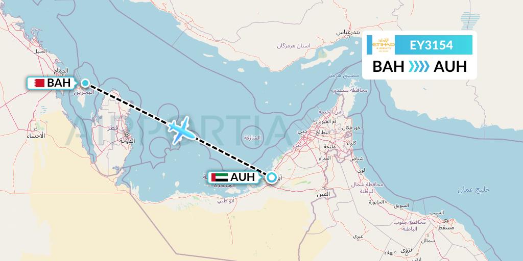 EY3154 Etihad Airways Flight Map: Bahrain to Abu Dhabi