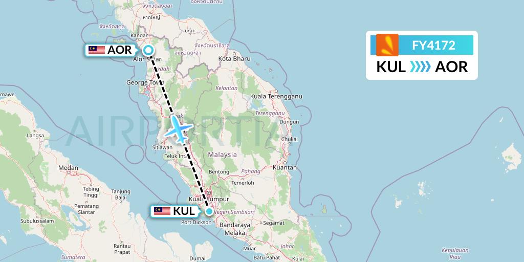 FY4172 Firefly Flight Map: Kuala Lumpur to Alor Setar