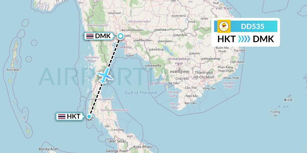 DD535 Nok Air Flight Map: Phuket to Bangkok