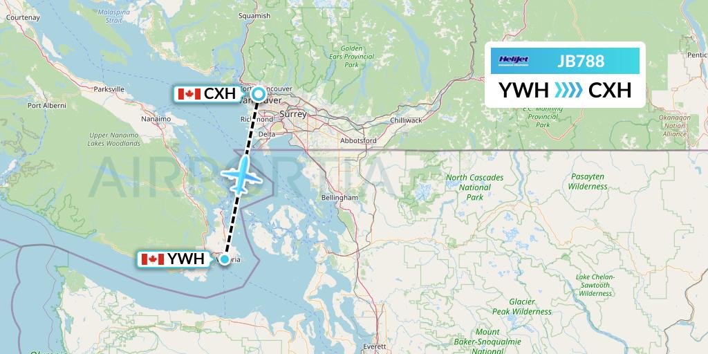 JB788 Helijet International Flight Map: Victoria to Vancouver
