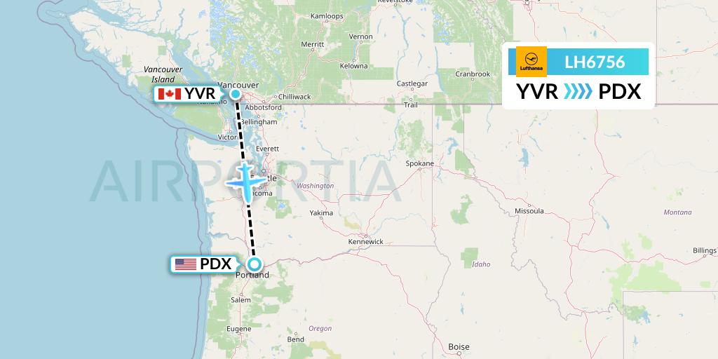 LH6756 Lufthansa Flight Map: Vancouver to Portland