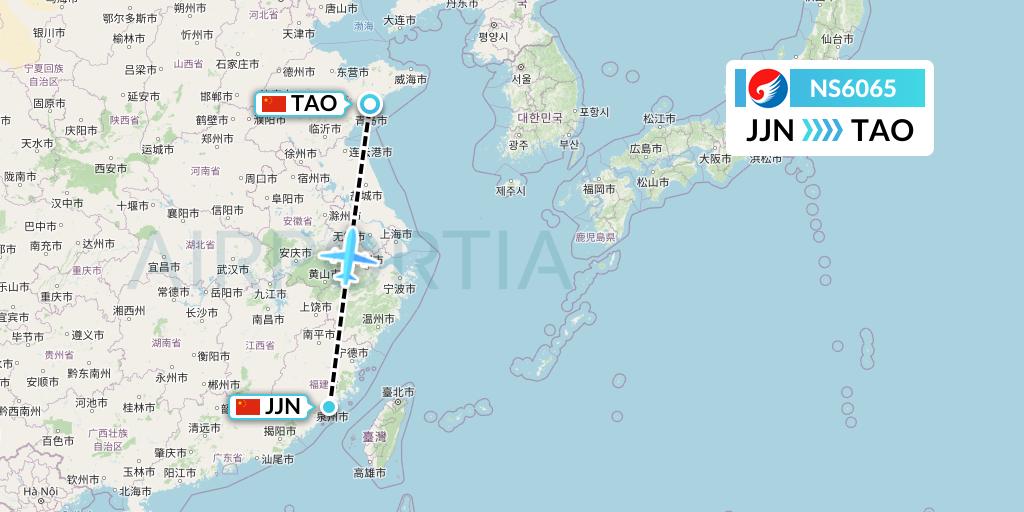 NS6065 Hebei Airlines Flight Map: Jinjiang to Qingdao