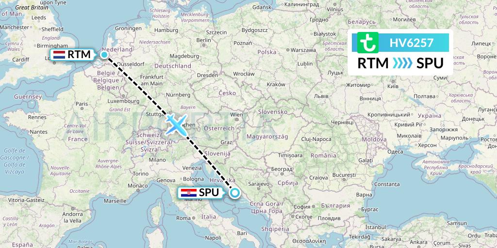 HV6257 Transavia Flight Map: Rotterdam to Split