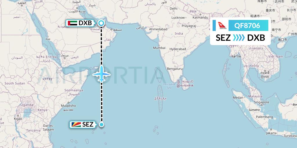 QF8706 Qantas Flight Map: Victoria to Dubai