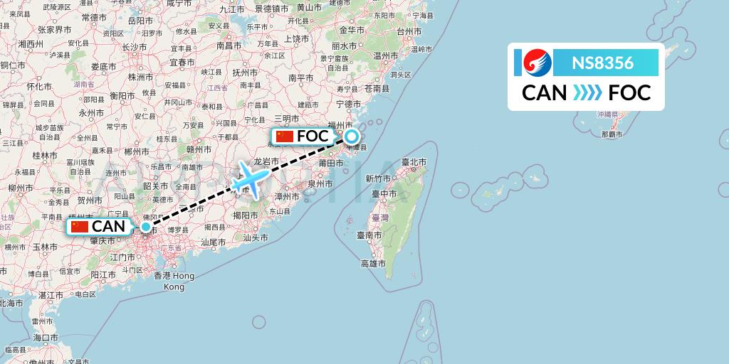 NS8356 Hebei Airlines Flight Map: Guangzhou to Fuzhou