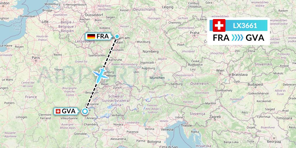LX3661 Swiss Flight Map: Frankfurt to Geneva