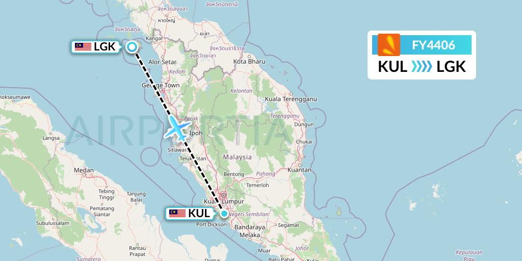 FY4406 Firefly Flight Map: Kuala Lumpur to Langkawi