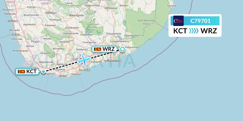 C79701 Cinnamon Air Flight Map: Galle to Weerawila
