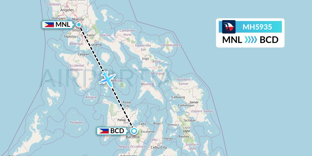 MH5935 Malaysia Airlines Flight Map: Manila to Bacolod City