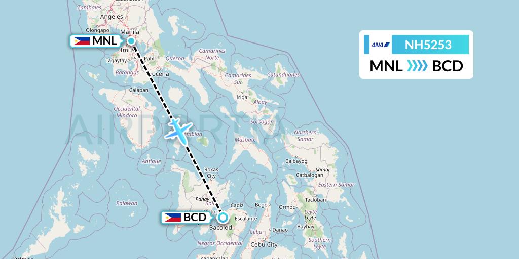 NH5253 All Nippon Airways Flight Map: Manila to Bacolod City