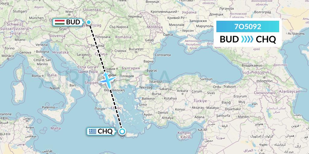 7O5092 Travel Service Hungary Flight Map: Budapest to Chania