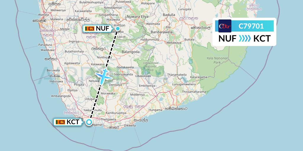 C79701 Cinnamon Air Flight Map: Hatton to Galle