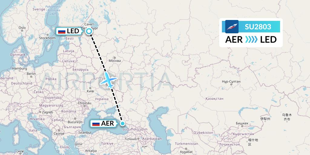 SU2803 Aeroflot Flight Map: Sochi to St. Petersburg