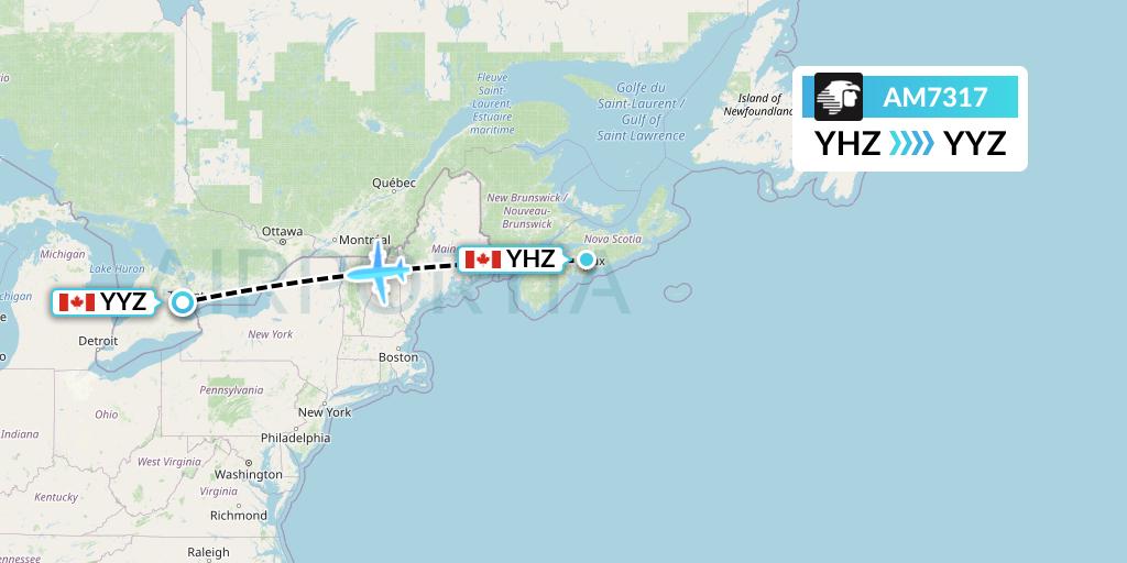 AM7317 Aeromexico Flight Map: Halifax to Toronto
