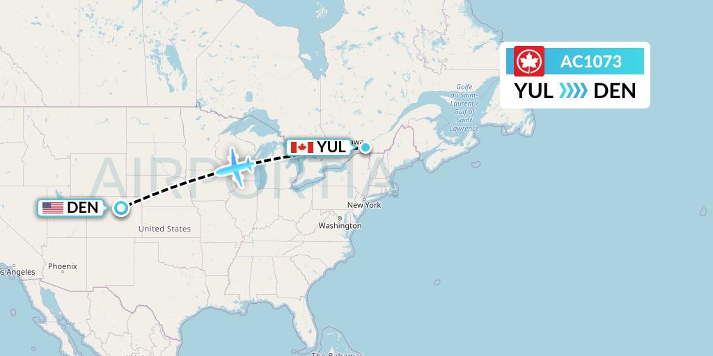 AC1073 Air Canada Flight Map: Montreal to Denver