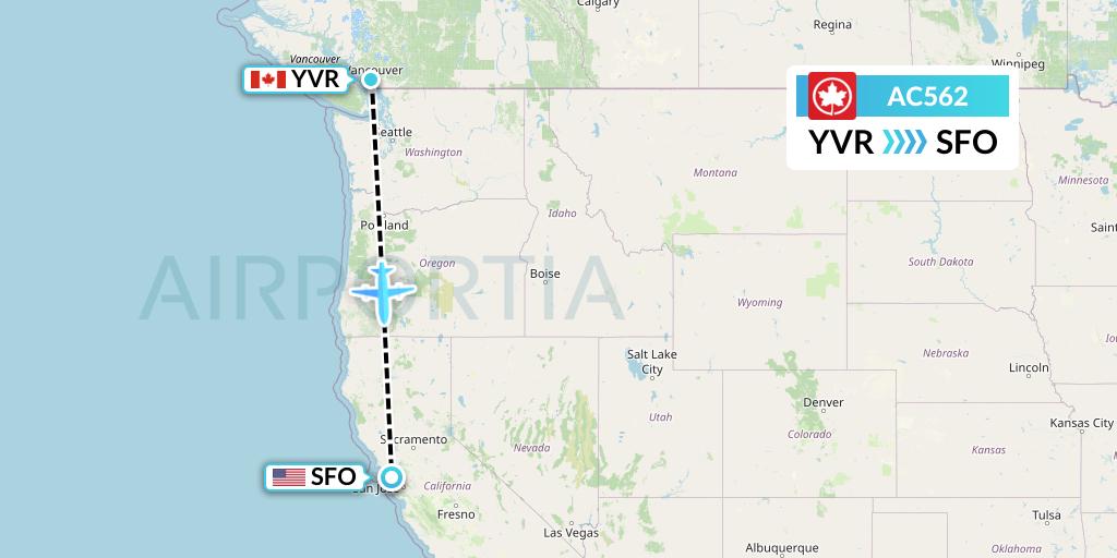 AC562 Air Canada Flight Map: Vancouver to San Francisco