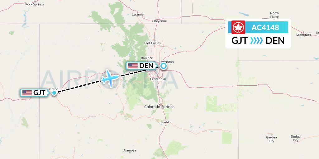 AC4148 Air Canada Flight Map: Grand Junction to Denver
