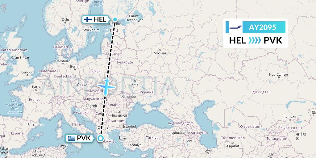 AY2095 Finnair Flight Map: Helsinki to Preveza