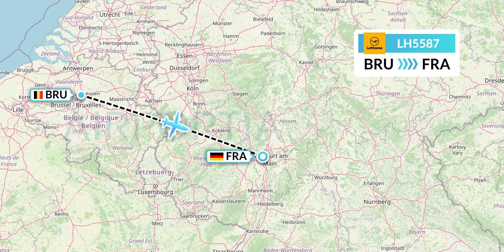 LH5587 Lufthansa Flight Map: Brussels to Frankfurt