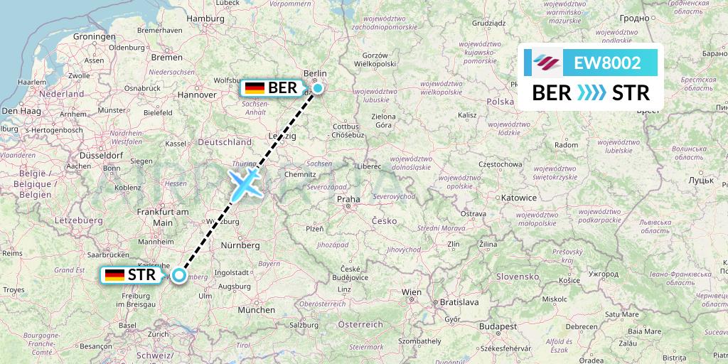 EW8002 Eurowings Flight Map: Berlin to Stuttgart